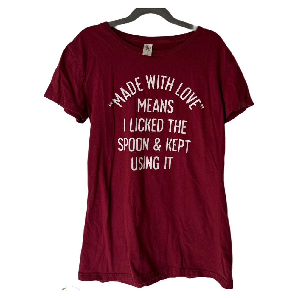 ‘Made With Love’ Dark Red Shirt by Air Waves Size Small NEVER WORN